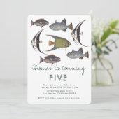Einladung Vintager Fische zum Geburtstag (Stehend Vorderseite)