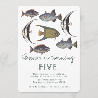 Einladung Vintager Fische zum Geburtstag