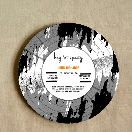 Einladung Vintager Record Birthday