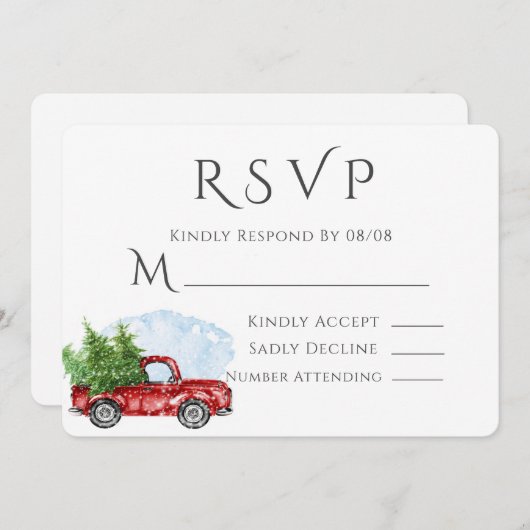 Einladung Vintager Red Truck Wedding RSVP (Vorne/Hinten)