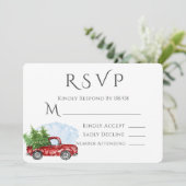 Einladung Vintager Red Truck Wedding RSVP (Stehend Vorderseite)