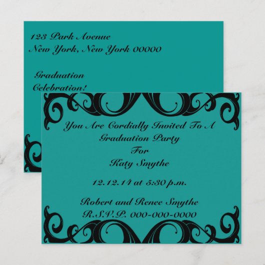 Einladung Vintager schwarzer Rahmen (Vorne/Hinten)