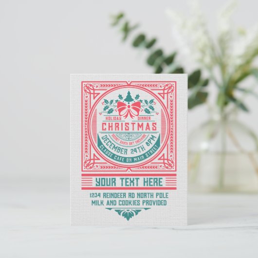 Einladung Vintager Weihnachtskarten im benutzerdef (Stehend Vorderseite)