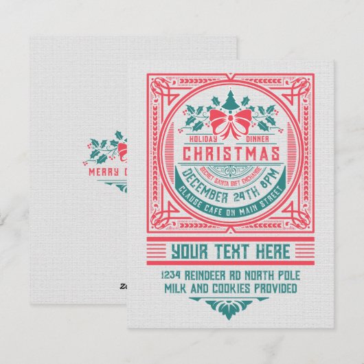 Einladung Vintager Weihnachtskarten im benutzerdef (Vorne/Hinten)
