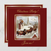 Einladung Vintager Weihnachtsmann Reindeer Sleigh (Vorne/Hinten)