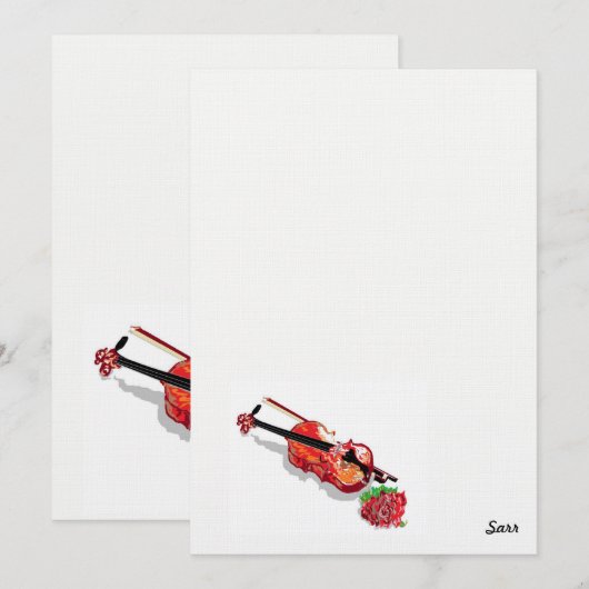 Einladung Violine mit Rose (Vorne/Hinten)
