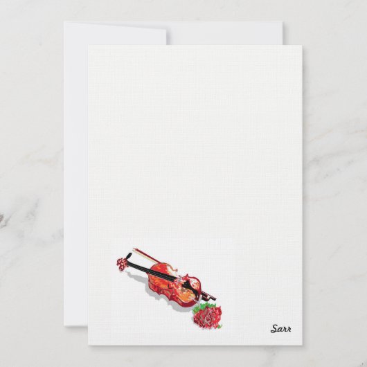 Einladung Violine mit Rose (Vorderseite)