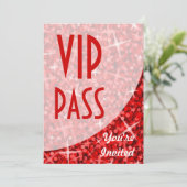 Einladung "VIP Pass" der Glitz Roten Kurve (Stehend Vorderseite)