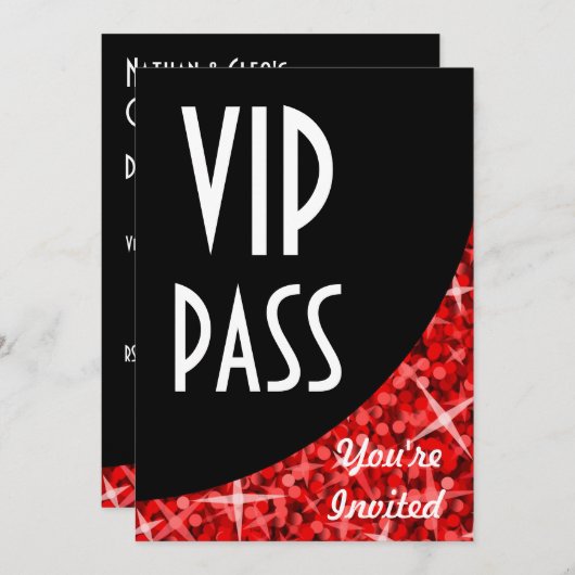 Einladung "VIP Pass", Glitz Rote Kurve (Vorne/Hinten)