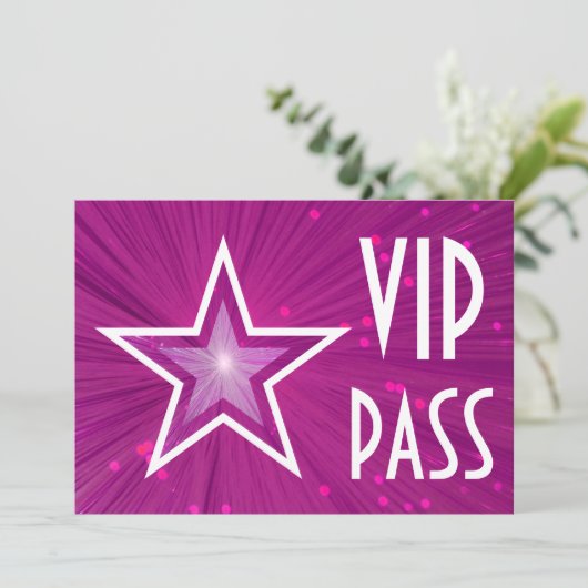 Einladung "VIP PASS" in Rosa (Stehend Vorderseite)