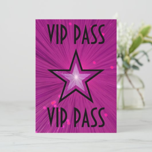 Einladung "VIP PASS" in Rosa (Stehend Vorderseite)