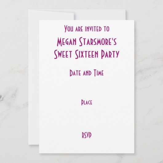 Einladung "VIP PASS" mit rosa Sternen (Rückseite)