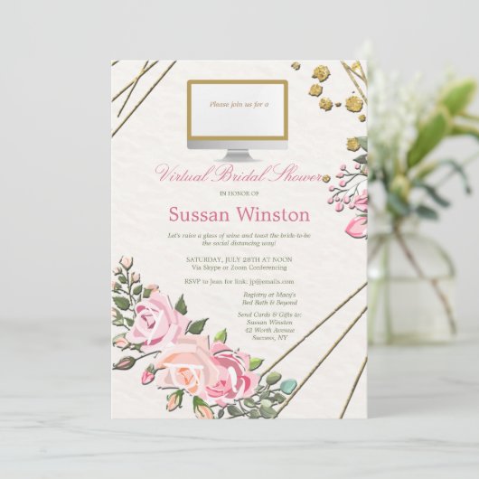 Einladung virtueller Brautpartys (Stehend Vorderseite)