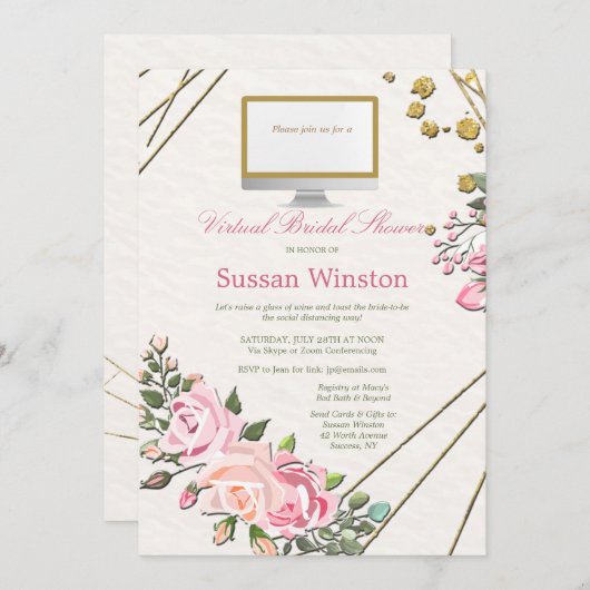 Einladung virtueller Brautpartys (Vorne/Hinten)