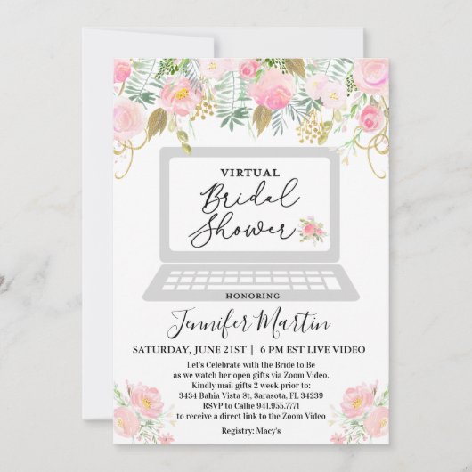 Einladung virtueller Brautpartys (Vorderseite)