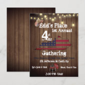 Einladung vom 4. Juli im Landhausstil (Vorne/Hinten)