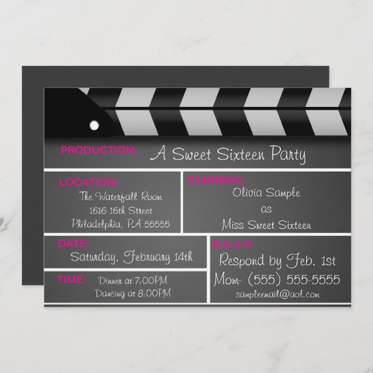 Einladung von 16 . Geburtstag (Vorne/Hinten)