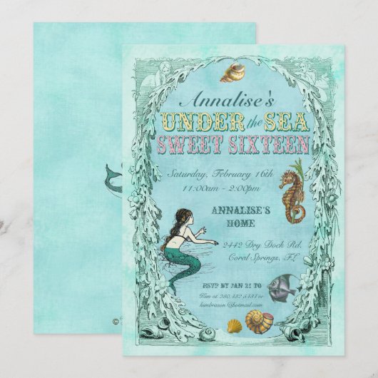 Einladung von 16 . Geburtstag (Vorne/Hinten)