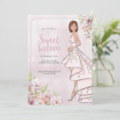 Einladung von 16 . Geburtstag Glamour Girl zum Geb (Stehend Vorderseite)