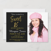 Einladung von 16 . Geburtstag Gold Foil zum Geburt (Vorderseite)