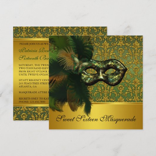 Einladung von 16 . Geburtstag Masquerade (Vorne/Hinten)