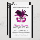 Einladung von 16 . Geburtstag Masquerade (Vorne/Hinten)