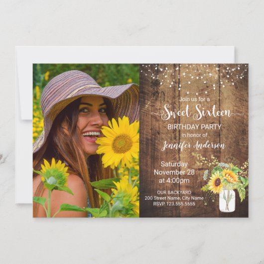 Einladung von 16 . Geburtstag zum Geburtstag (Vorderseite)