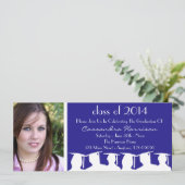 Einladung von Abschluss (Blaue Silhouette) (Stehend Vorderseite)