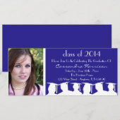 Einladung von Abschluss (Blaue Silhouette) (Vorne/Hinten)