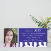 Einladung von Abschluss (Blaue Silhouette) (Stehend Vorderseite)