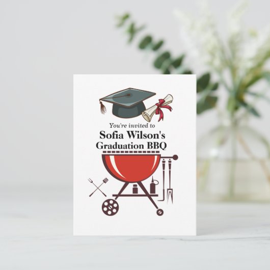Einladung von Abschluss GRILLEN, Party Einladung A (Stehend Vorderseite)