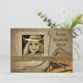 EINLADUNG VON Abschluss - VINTAG, FOTO/JAHR (Stehend Vorderseite)