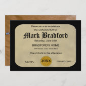 EINLADUNG VON Abschlüssen - GERAHMTE BESCHEINIGUNG (Vorne/Hinten)