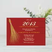 Einladung von Abschlüssen - Rot und Gold Einladung (Stehend Vorderseite)