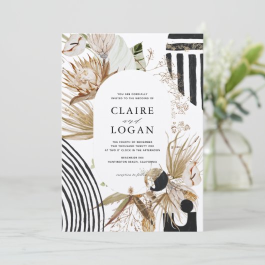 Einladung von abstrakt Boho (Stehend Vorderseite)