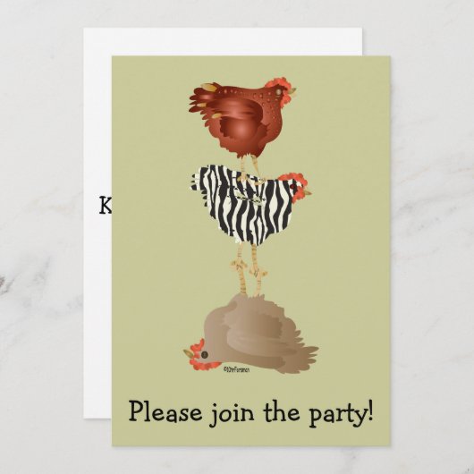 Einladung von Acrobat Hühnern (Henne Party?) (Vorne/Hinten)