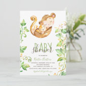 Einladung von Affen Zoo Animal Green Baby Shower (Stehend Vorderseite)
