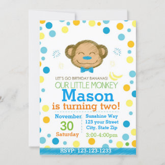 Einladung von Affen zum Geburtstag (grün und weiß)