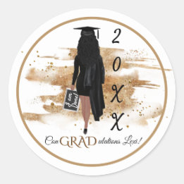 Einladung von afroamerikanischen Abschlüssen (Lt S Runder Aufkleber