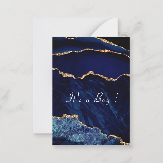 Einladung von Agate Navy Blue Gold Baby Boy Shower (Rückseite)