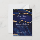 Einladung von Agate Navy Blue Gold Baby Boy Shower (Vorderseite)