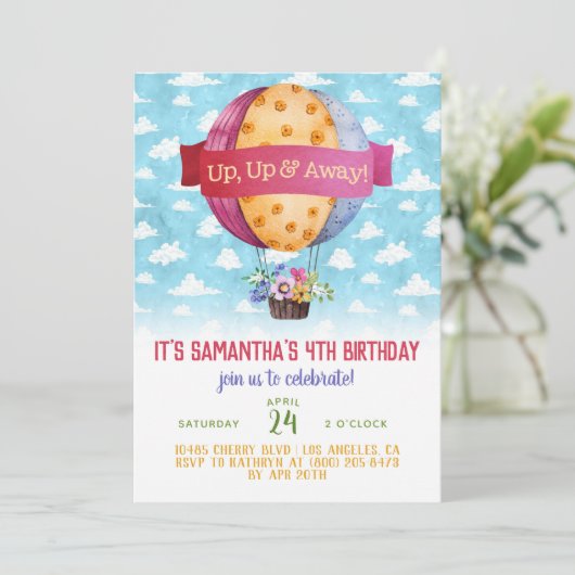 Einladung von Air Balloon zum Geburtstag (Stehend Vorderseite)
