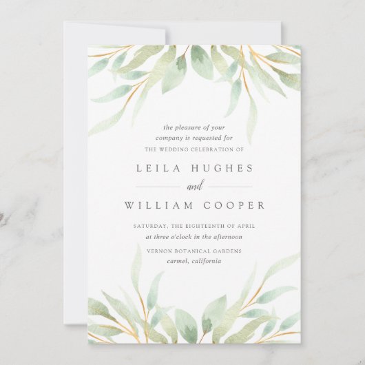 Einladung von Airy Botanical Wedding (Vorderseite)
