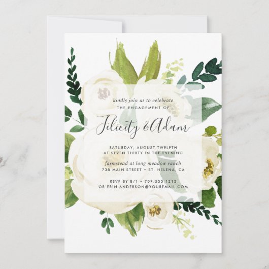 Einladung von Alabaster Floral Engagement (Vorderseite)