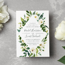 Einladung von Alabaster Floral Frame Hochzeit