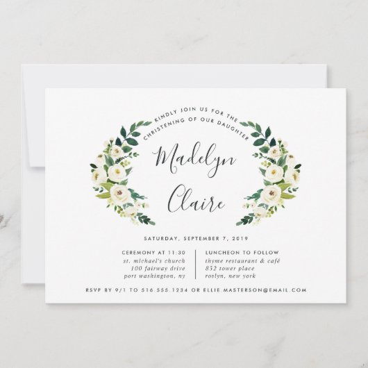 Einladung von Alabaster Laurel Christening oder Ta (Vorderseite)