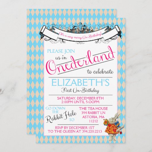Einladung von Alice in Onederland zum ersten Gebur (Vorne/Hinten)