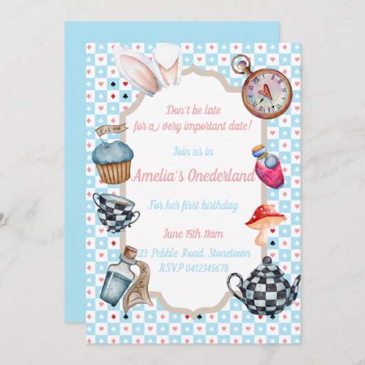 Einladung von Alice in Onederland zum ersten Gebur (Vorne/Hinten)