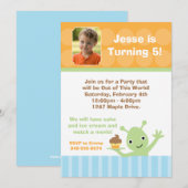 Einladung von Alien Birthday Party (Vorne/Hinten)