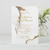 Einladung von Alkohol Tinte handmade Gold Wedding (Stehend Vorderseite)